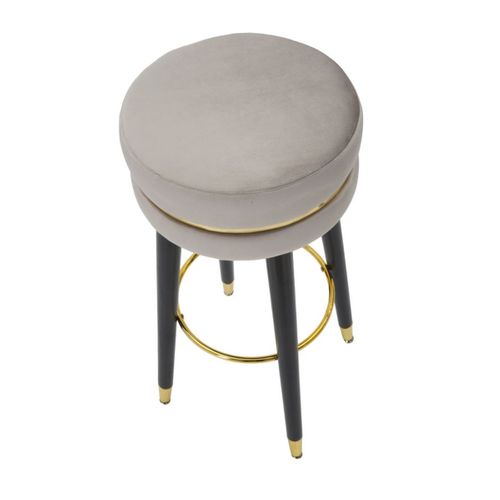 Tabouret Haut Mf437, Bois, Gris, 35x35x74 Cm