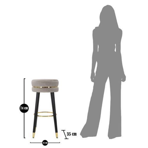 Tabouret Haut Mf437, Bois, Gris, 35x35x74 Cm