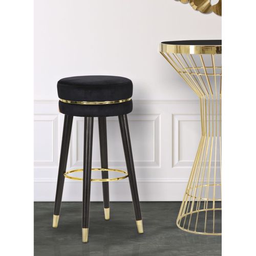 Tabouret Haut Mf438, Bois, Noir, 35x35x74 Cm