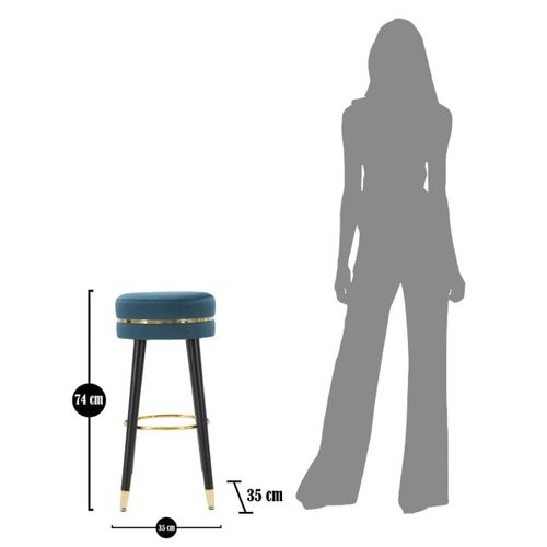 Tabouret Haut Mf439, Bois, Vert Canard, 35x35x74 Cm