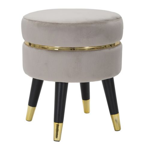 Tabouret Bas Mf456, Bois, Gris, 35x35x40,5 Cm
