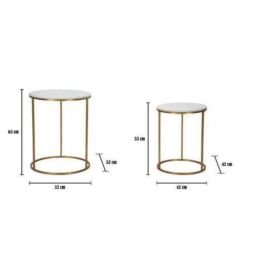 Table D'appoint Mf534, Métal, Or, 52x52x63 Cm