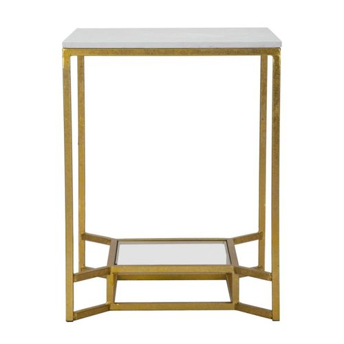 Table D'appoint Mf536, Métal, Or, 47x47x60 Cm