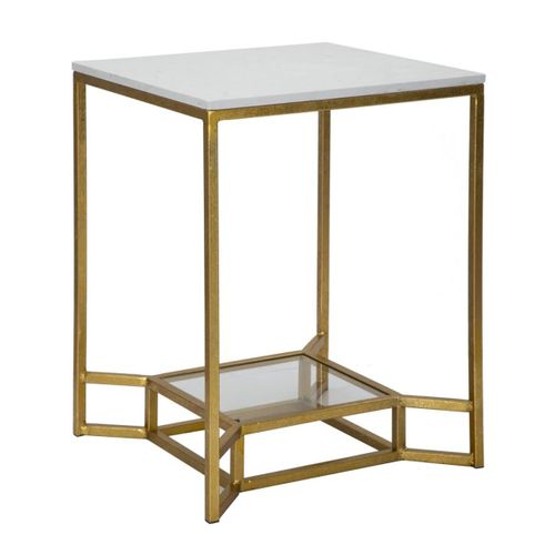 Table D'appoint Mf536, Métal, Or, 47x47x60 Cm
