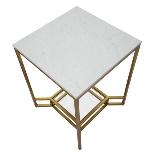 Table D'appoint Mf536, Métal, Or, 47x47x60 Cm