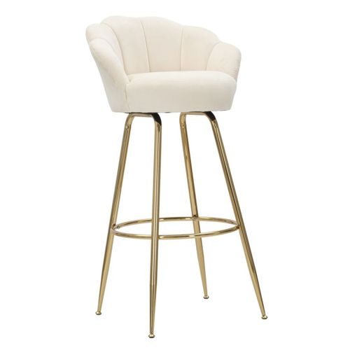 Tabouret Haut Mf451, Métal, Beige, 55x53x110 Cm