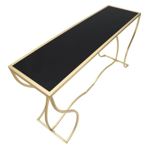 Table Console Mf626, Métal, Or, 130x40x75 Cm