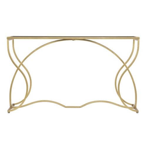 Table Console Mf626, Métal, Or, 130x40x75 Cm