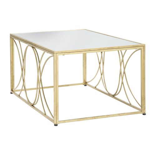 Table D'appoint Mf552, Métal, Or, 90x60x45 Cm