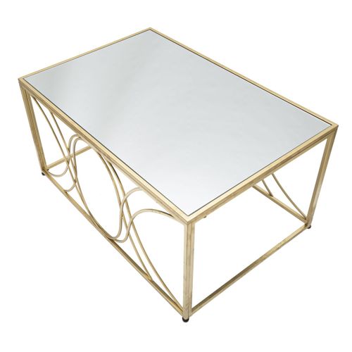 Table D'appoint Mf552, Métal, Or, 90x60x45 Cm