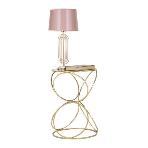 Table D'appoint Mf566, Métal, Or, 42x42x61 Cm