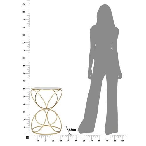 Table D'appoint Mf566, Métal, Or, 42x42x61 Cm