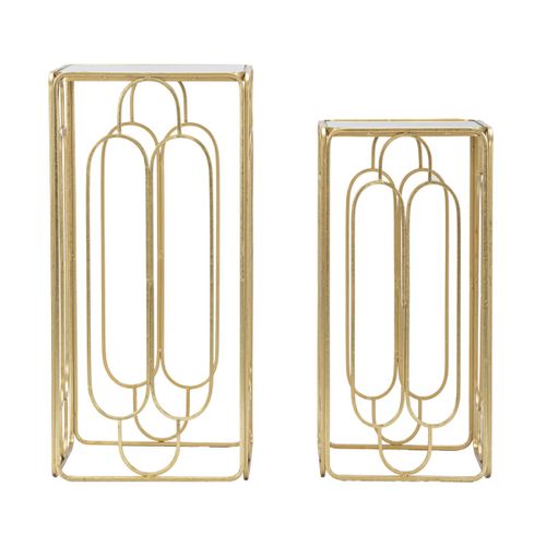 Table D'appoint Mf558, Métal, Or, 35x35x70 Cm