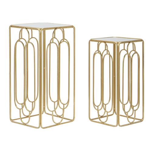 Table D'appoint Mf558, Métal, Or, 35x35x70 Cm