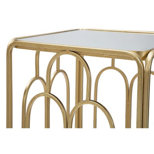 Table D'appoint Mf558, Métal, Or, 35x35x70 Cm