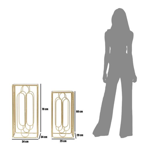 Table D'appoint Mf558, Métal, Or, 35x35x70 Cm