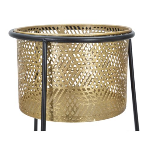 Lot De 2 Cache Pots Mf395, Métal, Or, 37x37x76 Cm