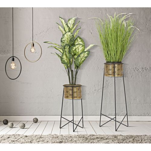 Lot De 2 Cache Pots Mf395, Métal, Or, 37x37x76 Cm