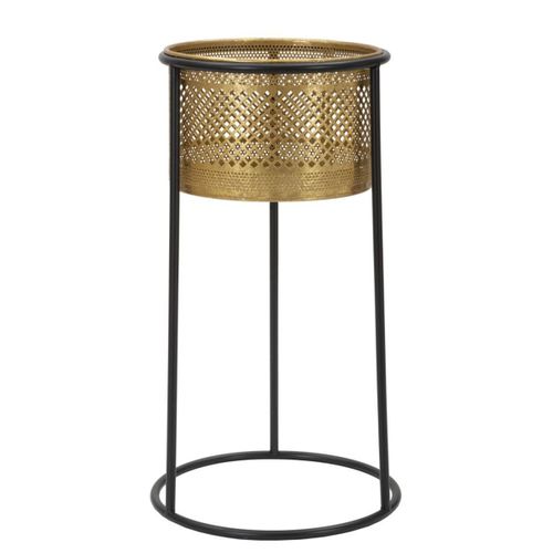 Cache Pot Mf686, Métal, Or, 25x25x50 Cm