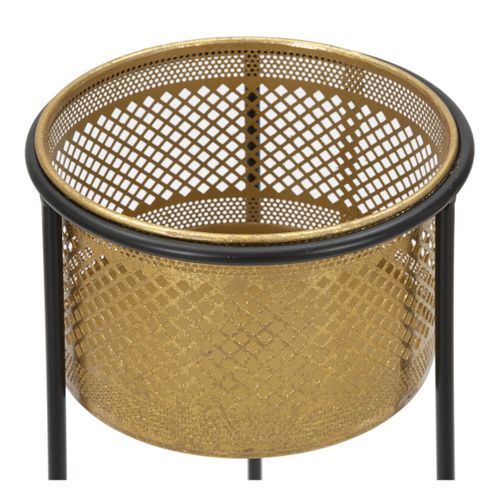 Cache Pot Mf686, Métal, Or, 25x25x50 Cm