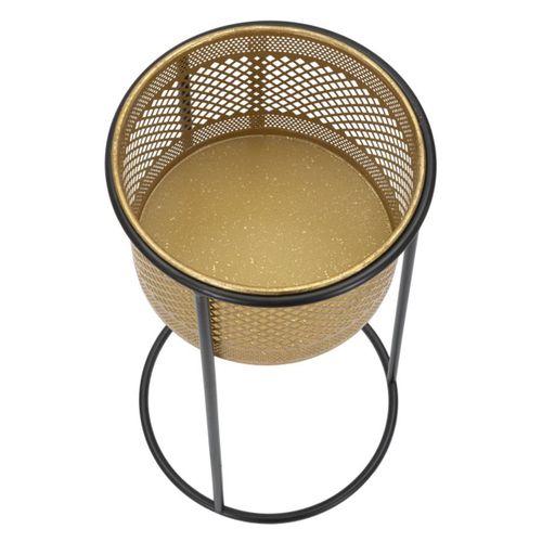 Cache Pot Mf686, Métal, Or, 25x25x50 Cm