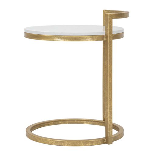 Table D'appoint Mf531, Marbre, Blanc, 40,5x40,5x50,5 Cm