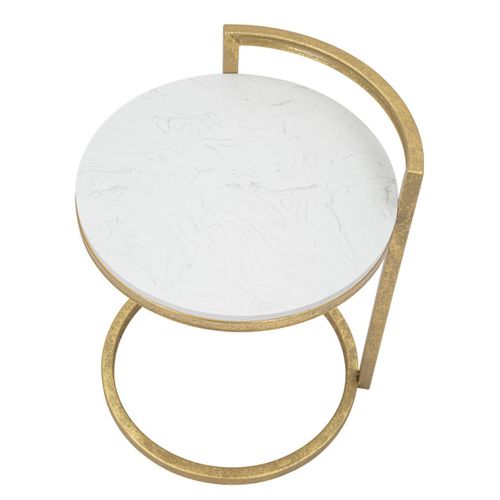 Table D'appoint Mf531, Marbre, Blanc, 40,5x40,5x50,5 Cm
