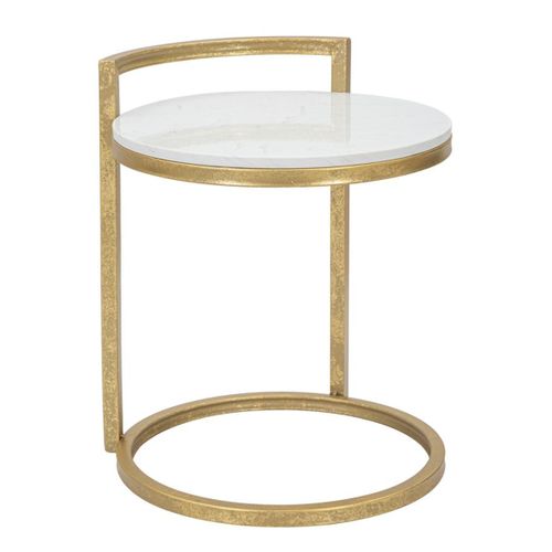 Table D'appoint Mf531, Marbre, Blanc, 40,5x40,5x50,5 Cm