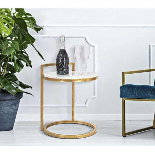 Table D'appoint Mf531, Marbre, Blanc, 40,5x40,5x50,5 Cm