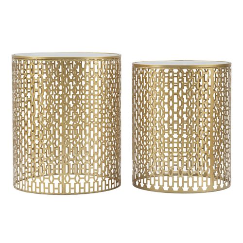 Table D'appoint Mf540, Métal, Or, 41x41x50 Cm