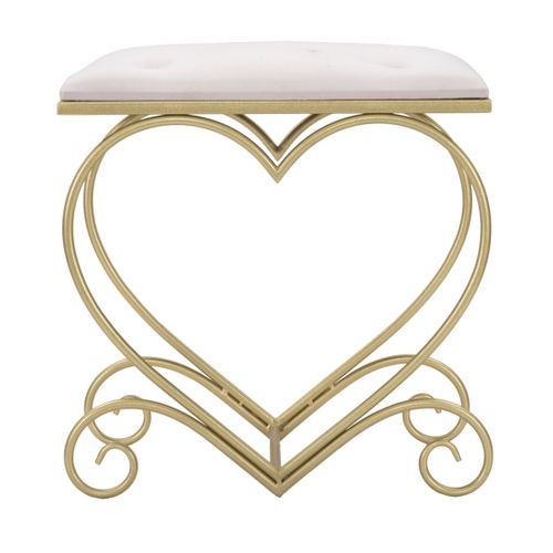 Tabouret Bas Cœur 16, Métal, Or, 50x37,5x51,5 Cm