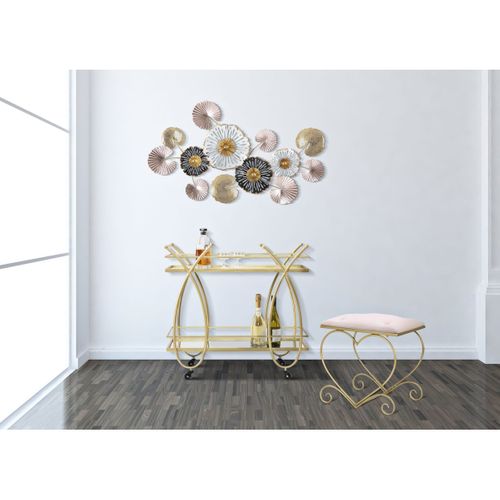 Tabouret Bas Cœur 16, Métal, Or, 50x37,5x51,5 Cm