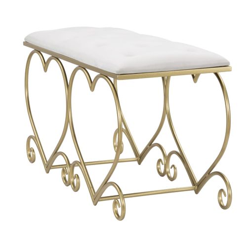 Banc Cœur 3, Métal, Or, 105x37,5x51,5 Cm