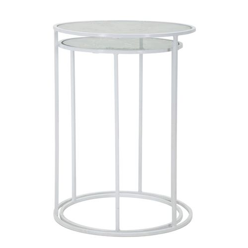 Table D'appoint Mf556, Métal, Blanc, 43x43x60 Cm