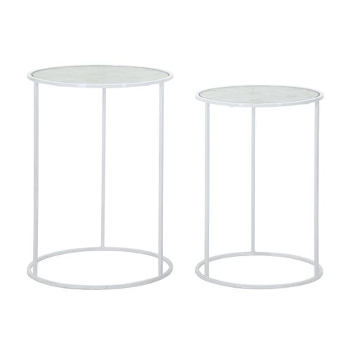 Table D'appoint Mf556, Métal, Blanc, 43x43x60 Cm