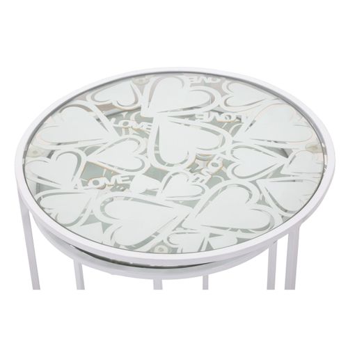 Table D'appoint Mf556, Métal, Blanc, 43x43x60 Cm