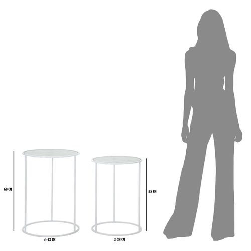 Table D'appoint Mf556, Métal, Blanc, 43x43x60 Cm