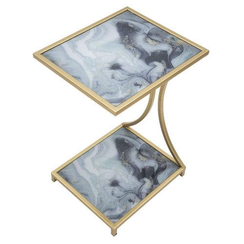 Table D'appoint Mf543, Métal, Or, 40x35x60 Cm