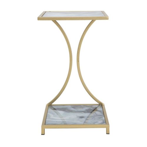Table D'appoint Mf543, Métal, Or, 40x35x60 Cm