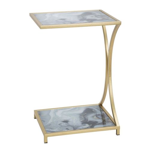Table D'appoint Mf543, Métal, Or, 40x35x60 Cm