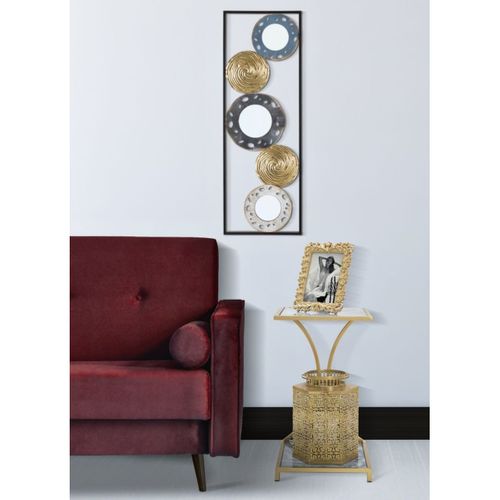 Table D'appoint Mf543, Métal, Or, 40x35x60 Cm