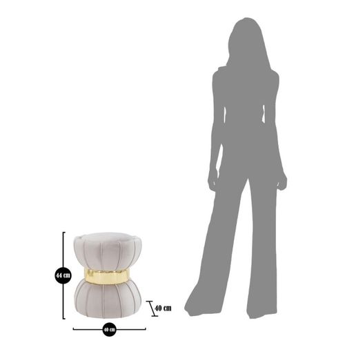 Pouf Mf359, Tissu, Gris, 40x40x44 Cm