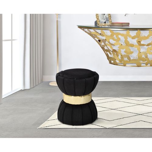 Pouf Mf360, Tissu, Noir, 40x40x44 Cm