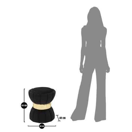 Pouf Mf360, Tissu, Noir, 40x40x44 Cm