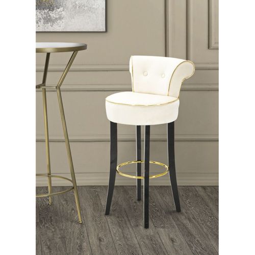 Tabouret Haut Mf440, Métal, Beige, 46x48x96 Cm