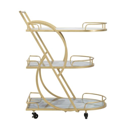 Chariot De Cuisine Mf2, Métal, Or, 71x45,5x84,5 Cm