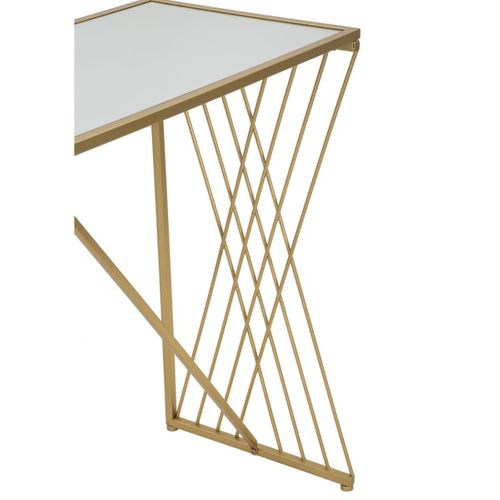 Table Console Mf624, Métal, Or, 120x40x80 Cm