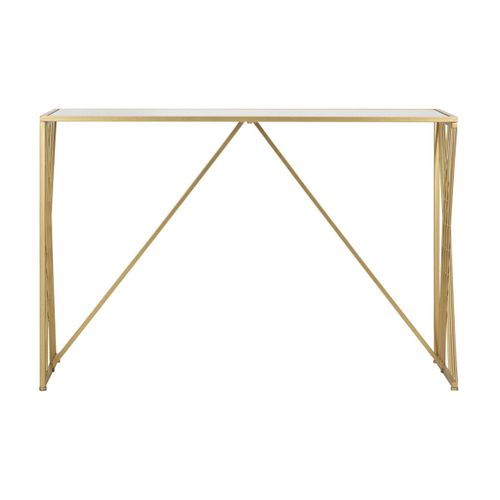 Table Console Mf624, Métal, Or, 120x40x80 Cm