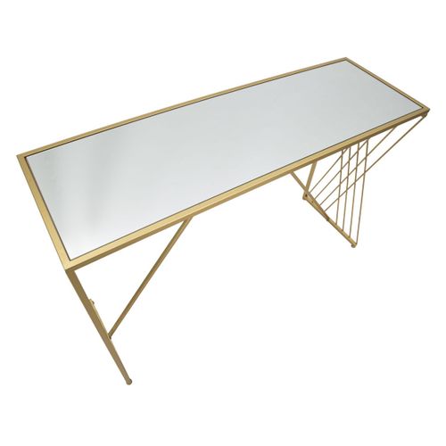 Table Console Mf624, Métal, Or, 120x40x80 Cm