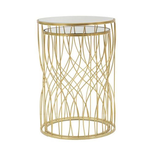 Table D'appoint Mf545, Métal, Or, 38x38x55 Cm